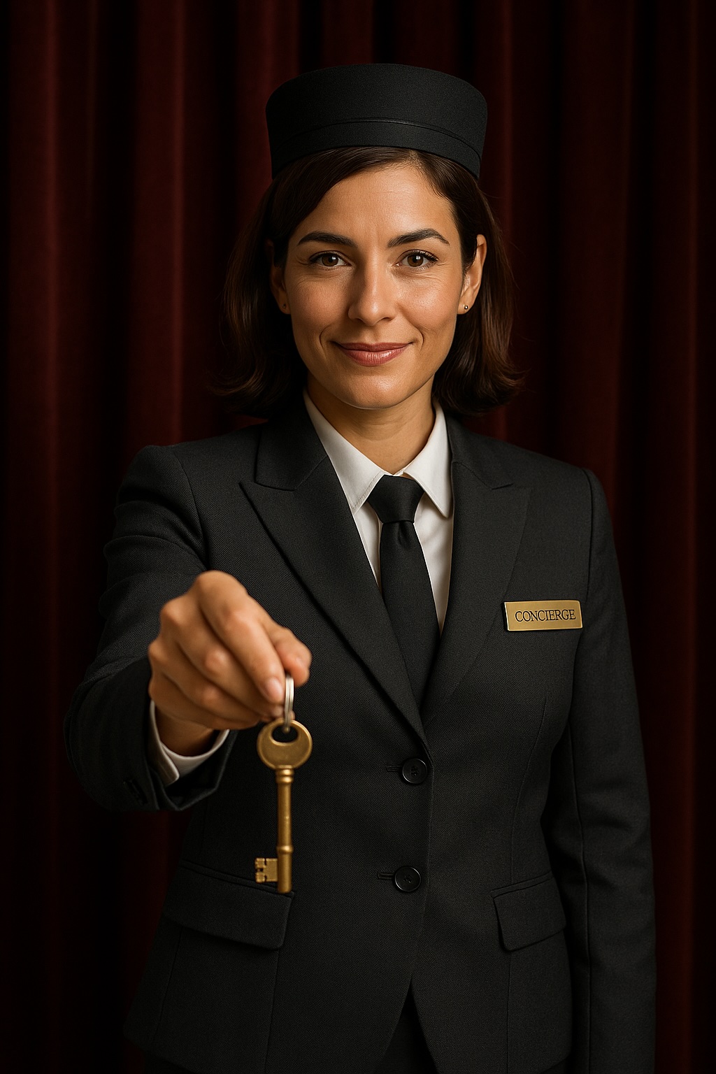 Concierge offering a golden key